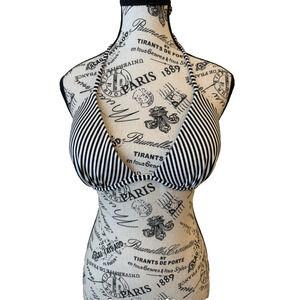 Shade And Shore Bathing Suit Top 34 C Black & White Stripe Underwire Padded